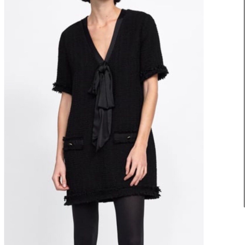 Zara tweed dress with bow size M